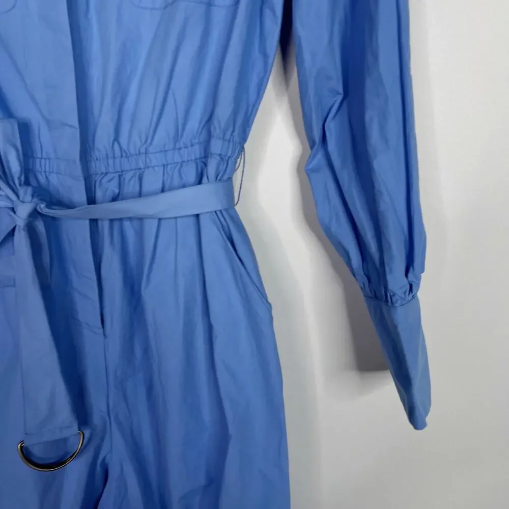 The Drop Womens Small Cornflower Blue Long Sleeve Belted Jumpsuit @highlowluxxe